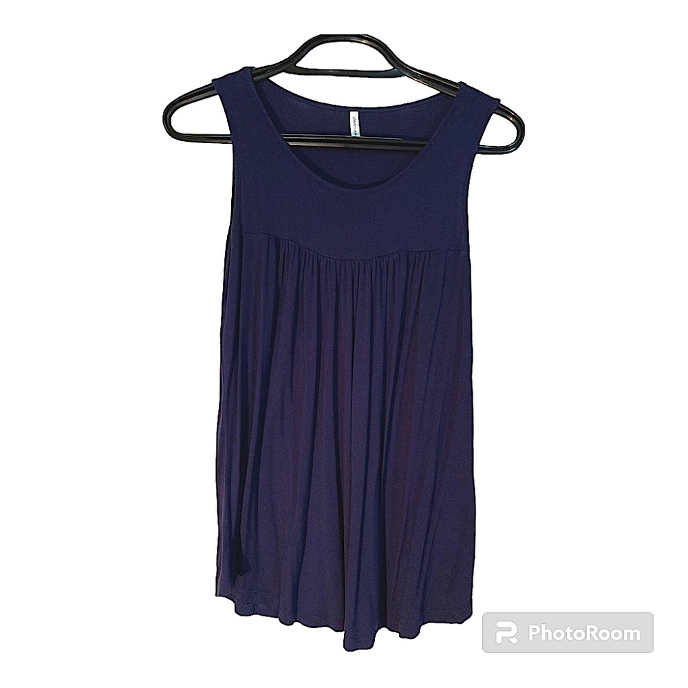Longyuan Navy Blue Sleeveless Casual Tank Top. L